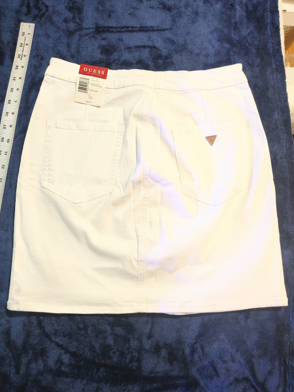 GUESS Vintage White Denim Skirt 1980s -100% Cotton Size L